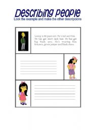 English Worksheet: DESCRIPTIONS OF SIMPSON CHARACTERS