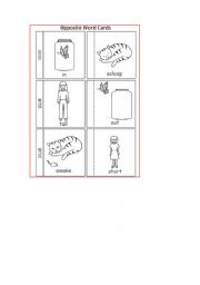 English worksheet: Opposites word cards