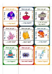 English Worksheet: HAVE YOU GOT ... go fish game