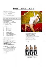 English Worksheet: Boys boys boys - Lady Gaga