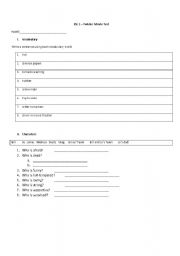 English worksheet: Test over the movie, 