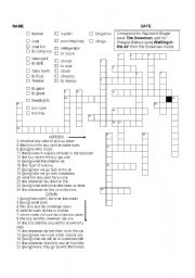 English worksheet: crossword for Briggs Snowman book and Blakes song from the movie