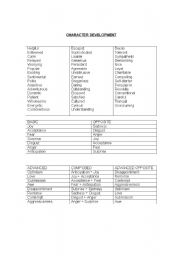 English Worksheet: Character Development