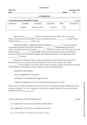 English Worksheet: Test on Multiculturalism