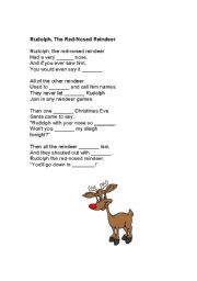 English Worksheet: Rudolph the Red-Nosed Reindeer Cloze worksheet