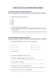 English Worksheet: FEARS AND PHOBIAS