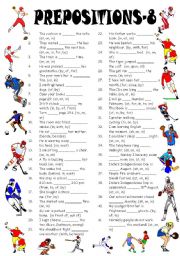 Prepositions-8 (Editable with Answer Key)