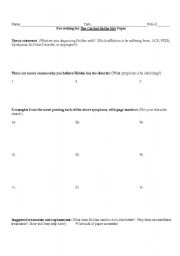 English Worksheet: Catcher in the Rye- Persuasive Essay Planner