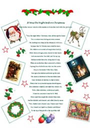 English Worksheet: It was the night before Christmas - reading and matching