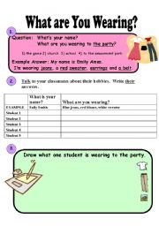 English Worksheet: Conversation-What are you wearing?