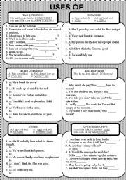 English Worksheet: USES OF AUXILIARY VERBS