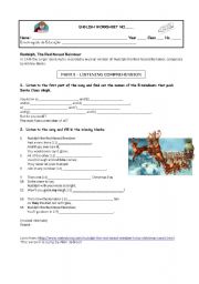 English Worksheet: Rudolph, the Red-Nosed Reindeer