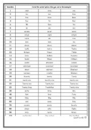 English Worksheet: numbers
