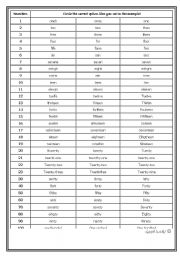 English worksheet: numbers