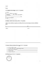 English worksheet: Quiz for kids 