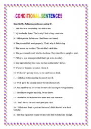 English Worksheet: conditional sentences