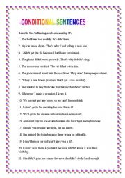 English Worksheet: conditional sentences