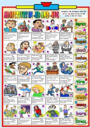 English Worksheet: ADJECTIVES IN -ED AND -ING  (2-2) B&W VERSION+KEY INCLUDED