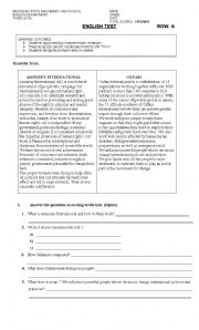 English Worksheet: AMNESTY INTERNATIONAL