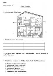 English Worksheet: parts of the house