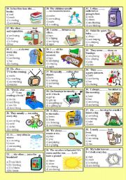 English Worksheet: Present Simple versus Present Continuous (part 2/2 B&W version included)