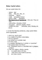 English worksheet: Capital Letters