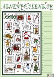 English Worksheet: Advent Calendar