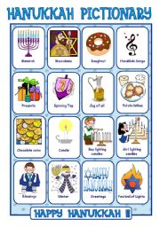 English Worksheet: Hanukkah Pictionary