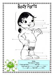 English Worksheet: body parts