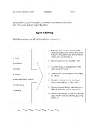 English Worksheet: Bullying Terms