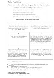 English worksheet: Telling true stories with changes