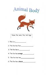 English worksheet: A fox has...