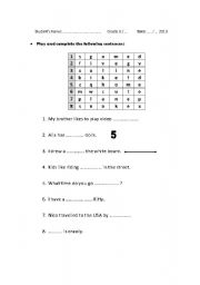 English worksheet: Crossword Game