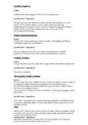 English Worksheet: Job Adverts