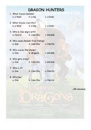 English worksheet: DRAGON HUNTERS (45 TO 60 MINUTES)