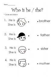 English Worksheet: He is / She is