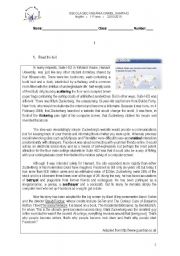 English Worksheet: Facebook 