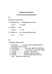 English Worksheet: had better, would rather, it�s time