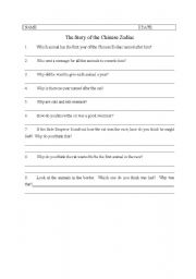 English Worksheet: Chinese New Year Questions