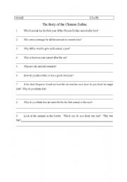 English worksheet: Chinese New Year Questions