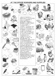 English Worksheet: AT THE OFFICE - WORKERS AND SUPPLIES