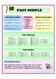 English Worksheet: Past Simple short grammar and a list of verbs ( regular and irregular)