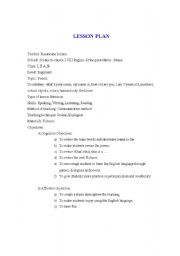 English Worksheet: lesson plan