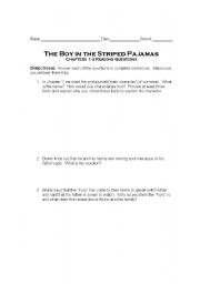English Worksheet: Boy In the Striped Pyjamas