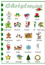 English Worksheet: Christmas Pictionary