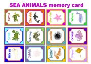 English Worksheet: SEA ANIMALS MEMORY CARD  GAME