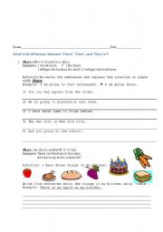 English Worksheet: There, Their, Theyre