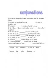 English Worksheet: Conjunctions