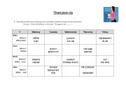 English worksheet: Timetable to practice the simple past