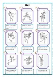 English Worksheet: Father Christmas and his reindeers -- KEY